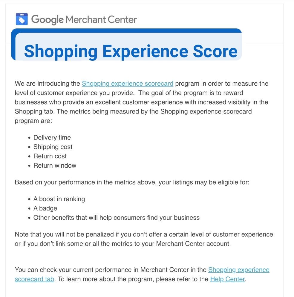 Shopping Experience sul Business Profile Google
